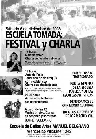 Escuela Tomada: Festival y Charla en el Bellas Artes, este sábado 6 de Noviembre