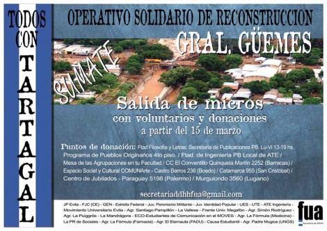 Todos con Tartagal: Operativo Solidario de Reconstrucción de Gral. M. M. de Güemes