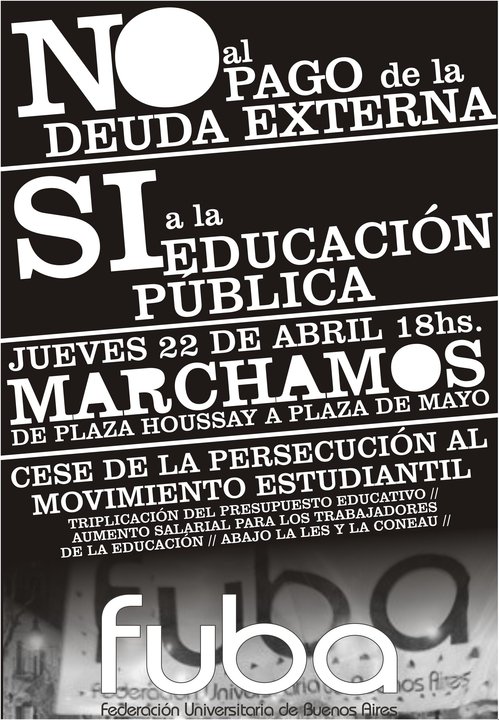 Movilización a Plaza de Mayo contra el Pago de la Deuda Externa y en Defensa de la Educación Pública